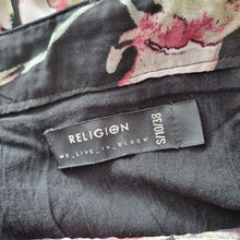 Load image into Gallery viewer, Religion Maxi Skirt Black Dark Floral Studded Floaty Tiered Grunge 10 Small
