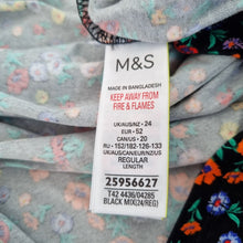 Load image into Gallery viewer, Marks &amp; Spencer Dress Jersey UK 24 Black Ditsy Floral Print Smock Tunic Casual
