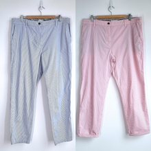 Load image into Gallery viewer, Bundle M&amp;S Chino Trousers UK 18 Regular Blue Pink 2x Striped Cotton Stretch

