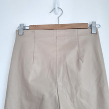 Load image into Gallery viewer, Zara Faux Leather Trousers Small Beige Neutral Leggings High Rise Slim Fit Work
