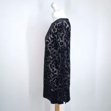 Load image into Gallery viewer, Vintage St Michael Velvet Tunic Top UK 12 M&amp;S Black Floral Sheer Mini Dress 90s
