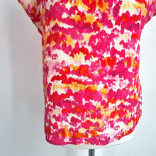 Load image into Gallery viewer, Whistles Blouse 100% Silk Pink Yellow Abstract Print Short Sleeves Top Bright 10
