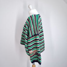 Load image into Gallery viewer, Handmade Crochet Jumper Cropped Oversized Chunky Knit Boxy Green Scrap L to XXL
