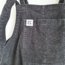 Load image into Gallery viewer, Lucy &amp; Yak Corduroy Dungarees XS Black Organic Cotton Overalls Stretch Jumpsuit
