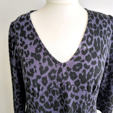 Load image into Gallery viewer, Roman Midi Dress Leopard Print  UK 16 Purple Animal Skater Stretch Casual
