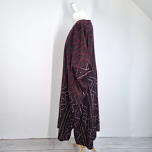 Load image into Gallery viewer, MyraMade Kaftan Dress Burgundy Silver Pendant Midi Cotton Boho Festival One Size
