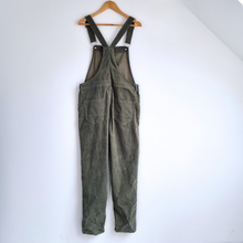 Load image into Gallery viewer, Wash Corduroy Dungarees Khaki Green Straight Leg Pockets 100% Cotton W34 UK16

