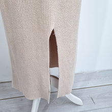 Load image into Gallery viewer, COS Knitted Maxi Skirt Beige Cream Ribbed Straight Slit Elastic Waist Large
