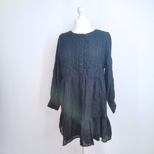 Load image into Gallery viewer, NEW M&amp;S Smock Dress Black 16 Mini Sparkly Thread Lined Tunic Babydoll Casual
