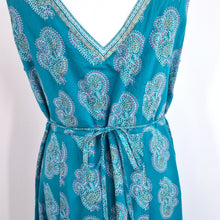 Load image into Gallery viewer, Anokhi for East Dress Midi Blue A Line 100% Cotton Block Print Sleeveless 18
