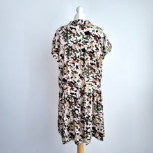 Load image into Gallery viewer, Hush Dress Camouflage Print Skater Tunic Khaki Green Casual Viscose Shirt 14
