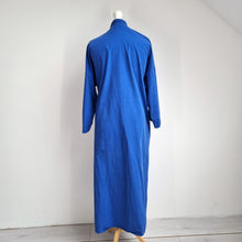 Load image into Gallery viewer, Vintage St Michael Robe Dressing Gown Blue Embroidered Cotton Wrap Kimono 10 12
