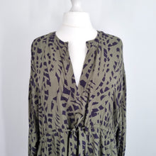 Load image into Gallery viewer, Hush Midi Dress Kaftan Khaki Green Animal Print Oversized Beach Fits up to UK 16
