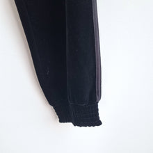 Load image into Gallery viewer, Hush Velvet Joggers Trousers Black 10 Side Stripes Cuffed Velour Casual Pockets
