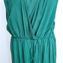 Load image into Gallery viewer, Soaked In Luxury Dress Green Faux Wrap Small Sleeveless Elastic Waist Casual
