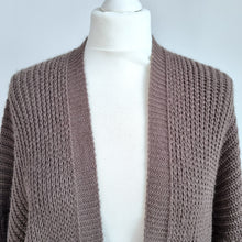 Load image into Gallery viewer, Italian Long Chunky Knit Cardigan Duster Brown Open Front Pockets Boho Cosy
