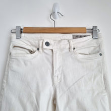 Load image into Gallery viewer, AllSaints White Biker Jeans Crop W27 Low Rise Zip Skinny Stretch Trousers 6 8

