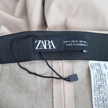 Load image into Gallery viewer, Zara Faux Leather Trousers Small Beige Neutral Leggings High Rise Slim Fit Work
