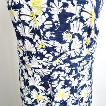 Load image into Gallery viewer, Adini Floral Maxi Dress Size Medium Navy White Yellow Cotton Sleeveless Summer
