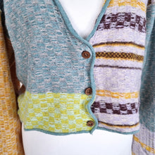 Load image into Gallery viewer, Free People Cardigan Cropped Ready Set Go Mix Pattern Patchwork Buttons Small
