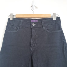 Load image into Gallery viewer, NYDJ Jeans Black Straight Leg Slimming Stretch Mid Rise Pockets UK10 US6 Petite
