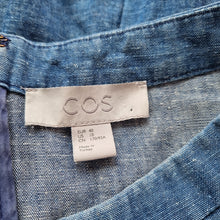 Load image into Gallery viewer, COS Denim Dress Shift 12 Dark Blue 100% Cotton Pockets Work Knee Length Office
