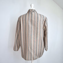 Load image into Gallery viewer, Vintage St Michael Blazer UK 18 20 Linen Blend Beige Striped 90s M&amp;S Jacket Plus
