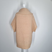 Load image into Gallery viewer, Mint Velvet Camel Jumper Tabard Small Tan Roll Neck Short Sleeves Chunky Knit
