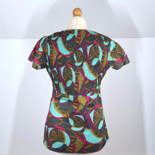 Load image into Gallery viewer, Antik Batik Blouse Top Shirred Smock Print Multicolour Turquoise Cotton Boho 12
