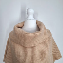 Load image into Gallery viewer, Mint Velvet Camel Jumper Tabard Small Tan Roll Neck Short Sleeves Chunky Knit
