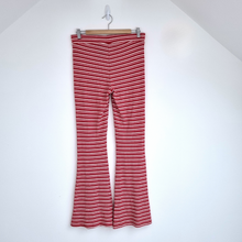 Load image into Gallery viewer, Monki Co-ord Outfit Flared Trousers Crop Top Striped Red White Jersey Medium
