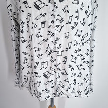 Load image into Gallery viewer, Musical Notes Print Shirt XXL White 100% Cotton Button Up E&amp;D Novelty Blouse
