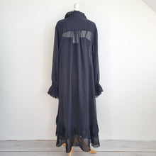 Load image into Gallery viewer, Monsoon Midi Dress Black Large Aurelia Long Sleeve Ruffle NEW Bow Party Gothic
