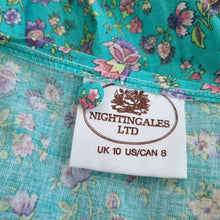 Load image into Gallery viewer, Vintage Nightingales Maxi Dress Turquoise Button Down Floral A Line Cottage 10
