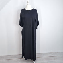 Load image into Gallery viewer, Never Fully Dressed Dress Maxi Black Side Cutout Lagenlook Kaftan Plus Size 24
