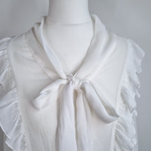 Load image into Gallery viewer, Zara Lavaliere White Blouse XS Sheer Oversized Bow Tunic Chiffon Steampunk

