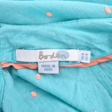 Load image into Gallery viewer, Boden Top UK 8 Turquoise Cotton Embroidered Polka Dot Short Sleeve Blouse Summer
