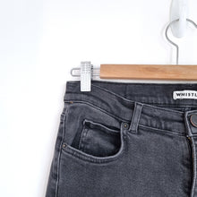 Load image into Gallery viewer, Whistles Skinny Jeans Black UK 30 High Rise Denim Stretch Slim Fit Faded Pockets
