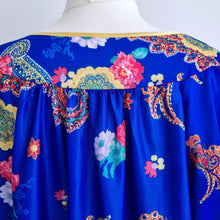 Load image into Gallery viewer, Vintage Afibel Dress Kaftan Maxi Blue Nylon Muumuu Coverup Blue Paisley 20 22
