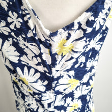 Load image into Gallery viewer, Adini Floral Maxi Dress Size Medium Navy White Yellow Cotton Sleeveless Summer
