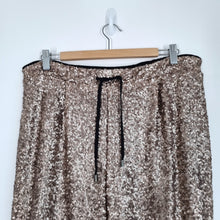 Load image into Gallery viewer, Next Sequin Trousers Gold Size 18 Joggers Side Stripe Lined Christmas Party
