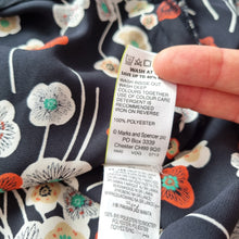 Load image into Gallery viewer, Marks &amp; Spencer Blouse Floral Print Plus Size 22 Black Long Sleeves Smock Top
