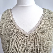 Load image into Gallery viewer, Next Knitted Vest Top Beige Medium Layered Hem Cami Bow Blouse Natural V Neck
