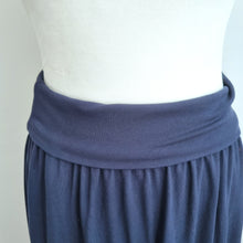 Load image into Gallery viewer, John Lewis Navy Jersey Midi Skirt UK 10 Blue Elastic Waist Stretch Soft A Line
