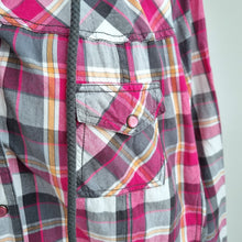 Load image into Gallery viewer, Joe Browns Shirt Plaid Removable Hood Check Snap Pink Cotton Tunic Plus Size 32

