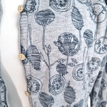 Load image into Gallery viewer, Mantaray Cardigan Grey Floral Print UK 18 100% Cotton 3/4 Sleeves Button Knit
