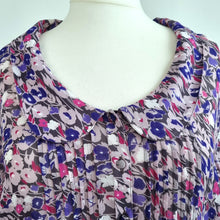 Load image into Gallery viewer, East Blouse Floral Print Peter Pan Collar Chiffon Short Sleeves Purple Lilac 18
