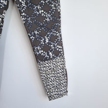 Load image into Gallery viewer, Supertrash Slim Fit Trousers Patterned Small Grey White Contrast Hem Zip Detail
