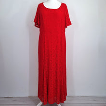 Load image into Gallery viewer, Joanna Hope Lace Dress Red UK 20 Maxi Lined Christmas Party Floral Short Sleeves
