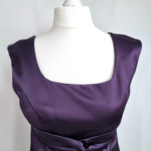 Load image into Gallery viewer, Laura Ashley Satin Dress UK 16 Purple Wiggle Occasion Cocktail Midi Shift Party
